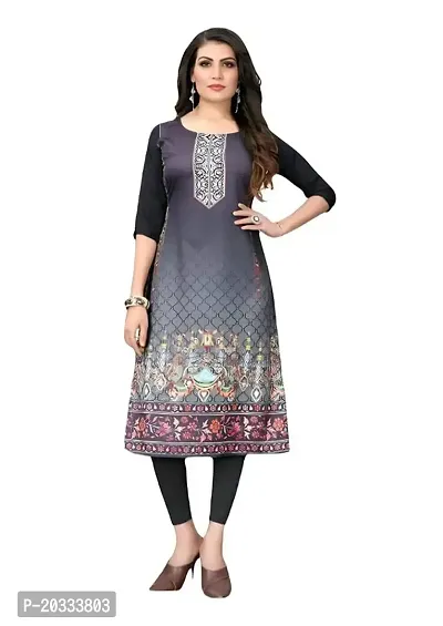 Lemon Tart Women's Crepe Printed Straight Kurti Size- X-Large Color-Black (VOL-29-XL)