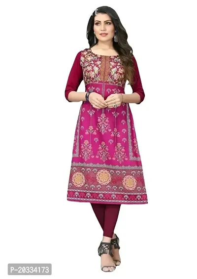 Lemon Tart Women's Crepe Printed Straight Kurti Size- Medium Color-Purple (VOL-12-M)