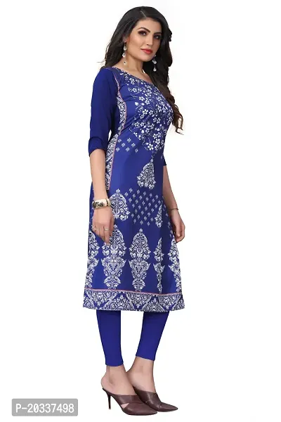 SANSKRUTI FASHION Women's Crepe Digital Print Straight Kurta (S, Blue)-thumb3