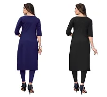 SANSKRUTI FASHION Women's Crepe Digital Print Straight Kurta(Pack of 2) (S, NAVYBLUEWHITEBLACK)-thumb1