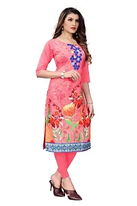 SANSKRUTI FASHION Women's Crepe Digital Print Straight Kurta(Pack 2) (L, PeachCORALPINK)-thumb2