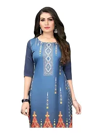 Lemon Tart Women's Crepe Printed Straight Kurti Size- X-Small Color-Blue (VOL-34-XS)-thumb1