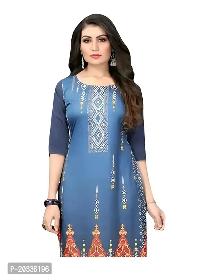 Lemon Tart Women's Crepe Printed Straight Kurti Size- X-Small Color-Blue (VOL-34-XS)-thumb2