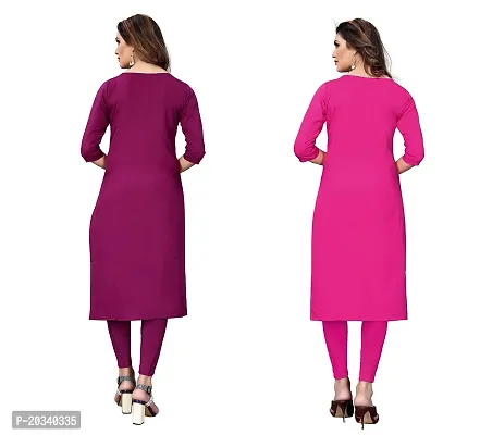 SANSKRUTI FASHION Women's Crepe Digital Print Straight Kurta(Pack of 2) (L, PURPELHOTPINK)-thumb2