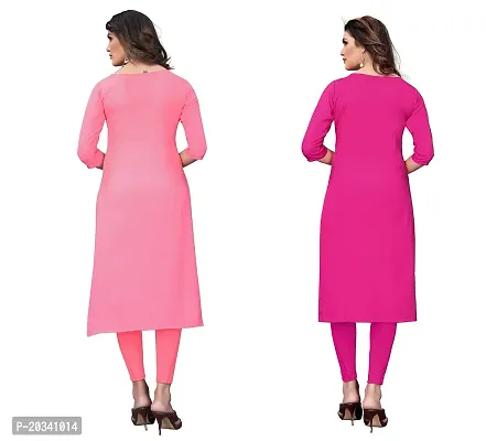 SANSKRUTI FASHION Women's Crepe Digital Print Straight Kurta(Pack 2) (S, PeachHOTPINK)-thumb2