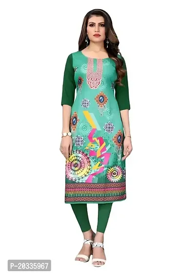 Lemon Tart Women's Crepe Printed Straight Kurti Size- X-Small Color-Green (VOL-10-XS)-thumb0