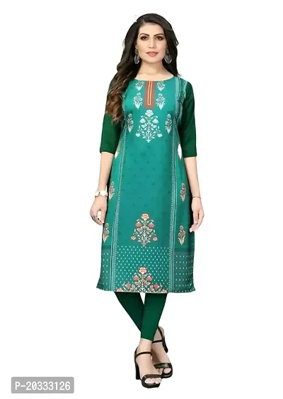 Lemon Tart Women's Crepe Printed Straight Kurti Size- X-Large Color-Green (VOL-13-XL)