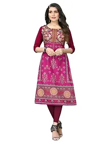 Lemon Tart Women's Crepe Printed Straight Kurti Size - Small Color-Purple (VOL-12-S)-thumb3