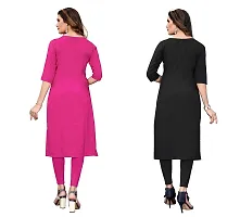 SANSKRUTI FASHION Women's Crepe Digital Print Straight Kurta(Pack of 2) (L, HOTPINKREDBLACK)-thumb1