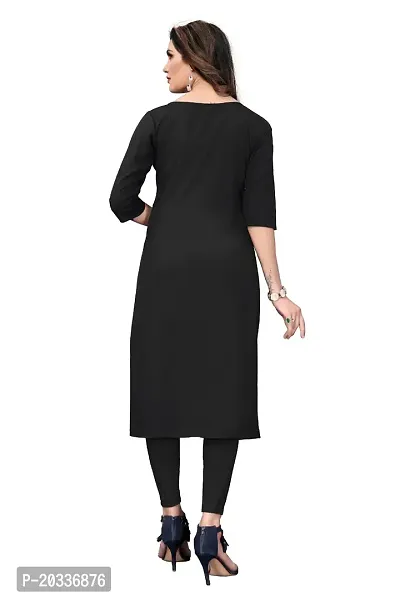 SANSKRUTI FASHION Women's Crepe Digital Print Straight Kurta (XL, Black)-thumb2