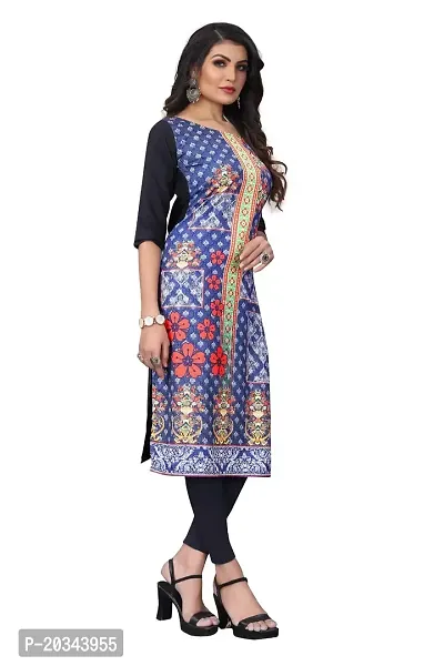 SANSKRUTI FASHION Women's Crepe Digital Print Straight Kurta(Pack of 2) (S, STEEBLUETOMATOPINK)-thumb3