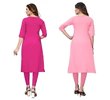 SANSKRUTI FASHION Women's Crepe Digital Print Straight Kurta(Pack 2) (L, PinkTOMATOPINK)-thumb1