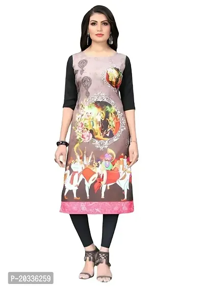 Lemon Tart Women's Crepe Printed Straight Kurti Size- Small Color-Black (VOL-32-S)-thumb0