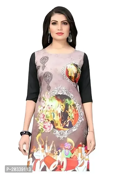 Lemon Tart Women's Crepe Printed Straight Kurti Size- Medium Color-Black (VOL-32-M)-thumb2