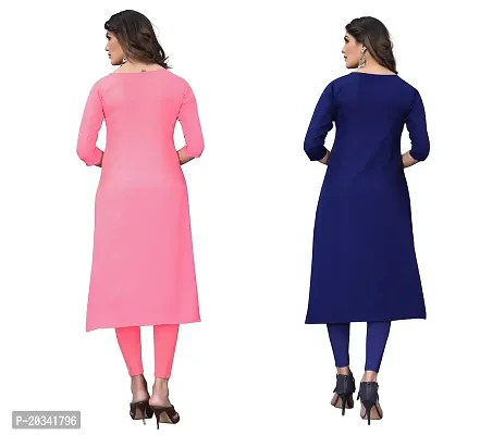 SANSKRUTI FASHION Women's Crepe Digital Print Straight Kurta(Pack of 2) (XL, CORALPINKNAVYBLUE)-thumb2