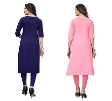 SANSKRUTI FASHION Women's Crepe Digital Print Straight Kurta(Pack of 2) (S, DARKBLUERosepink)-thumb1