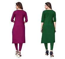 SANSKRUTI FASHION Women's Crepe Digital Print Straight Kurta(Pack of 2) (M, PURPELSeagreen)-thumb1