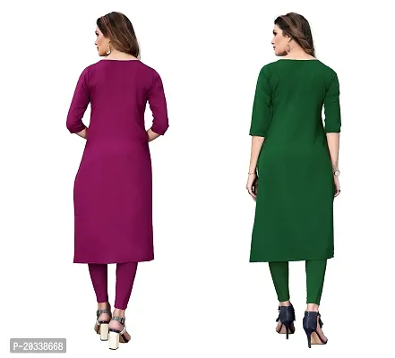 SANSKRUTI FASHION Women's Crepe Digital Print Straight Kurta(Pack of 2) (M, PURPELSeagreen)-thumb2