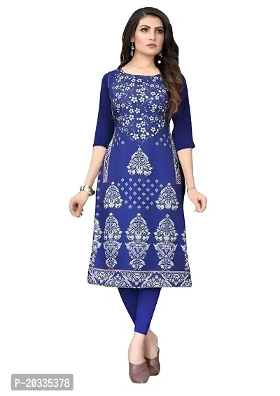 Lemon Tart Women's Crepe Printed Straight Kurti Size- X-Small Color-Blue (VOL-26-XS)