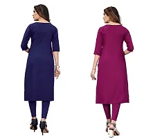 SANSKRUTI FASHION Women's Crepe Digital Print Straight Kurta(Pack of 2) (XL, DARKBLUEDARKPURPEL)-thumb1