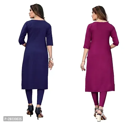 SANSKRUTI FASHION Women's Crepe Digital Print Straight Kurta(Pack of 2) (XL, DARKBLUEDARKPURPEL)-thumb2