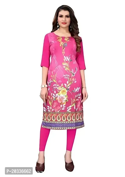 Lemon Tart Women's Crepe Printed Straight Kurti Size- Small Color-Pink (VOL-18-S)