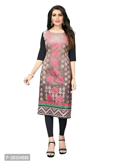 Lemon Tart Women's Crepe Printed Straight Kurti Size- Large Color-Black (VOL-38-L)-thumb0