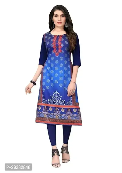 Lemon Tart Women's Crepe Printed Straight Kurti Size- X-Large Color-Blue (VOL-23-XL)