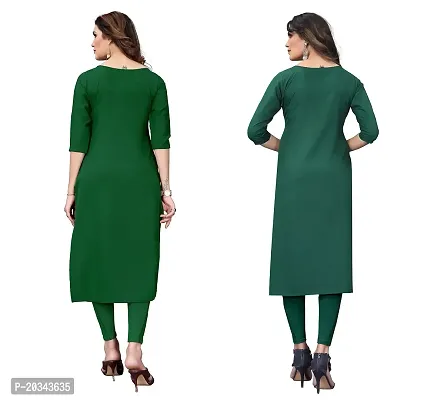 SANSKRUTI FASHION Women's Crepe Digital Print Straight Kurta(Pack of 2) (S, LightGreenOliveGreen)-thumb2