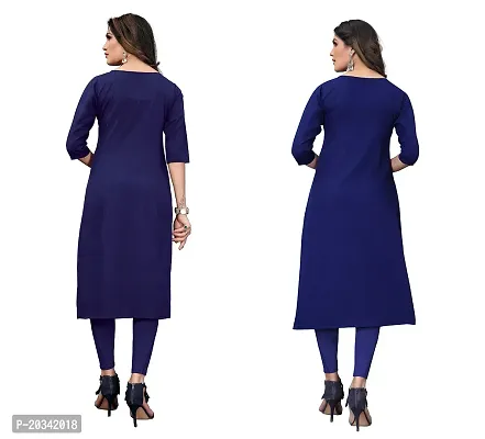 SANSKRUTI FASHION Women's Crepe Digital Print Straight Kurta(Pack of 2) (XL, DARKBLUEBLUEVIOLOT)-thumb2