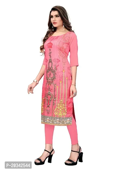 SANSKRUTI FASHION Women's Crepe Digital Print Straight Kurta(Pack 2) (S, DarkGreenCORALPINK)-thumb4