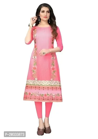 Lemon Tart Women's Crepe Printed Straight Kurti Size- Small Color-Pink (VOL-01-S)-thumb0