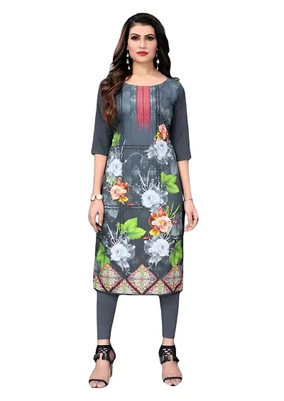 Stylish Crepe Straight Printed Kurti