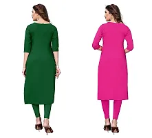 SANSKRUTI FASHION Women's Crepe Digital Print Straight Kurta(Pack of 2) (S, GreenHOTPINK)-thumb1