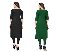 SANSKRUTI FASHION Women's Crepe Digital Print Straight Kurta(Pack of 2) (S, DARKBLACKLightGreen)-thumb1