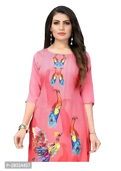 Lemon Tart Women's Crepe Printed Straight Kurti Size- X-Small Color-Pink (VOL-36-XS)-thumb2