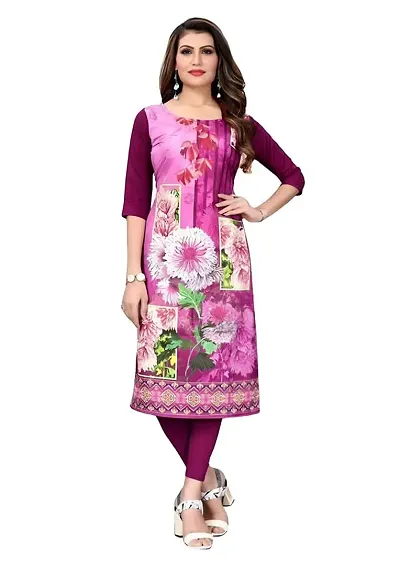 Tart Women's Crepe Straight Kurti Size- Medium Color-Purple (VOL-05-M)