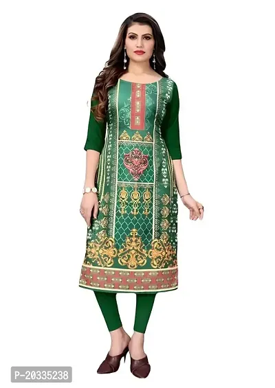 Lemon Tart Women's Crepe Printed Straight Kurti Size- Small Color-Green (VOL-20-S)