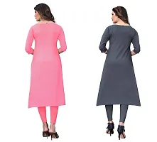 SANSKRUTI FASHION Women's Crepe Digital Print Straight Kurta(Pack of 2) (S, PeachLIGHTGREY)-thumb1