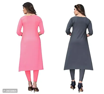 SANSKRUTI FASHION Women's Crepe Digital Print Straight Kurta(Pack of 2) (S, PeachLIGHTGREY)-thumb2