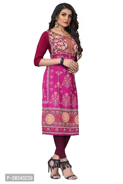 SANSKRUTI FASHION Women's Crepe Digital Print Straight Kurta(Pack of 2) (S, PURPELHOTPINK)-thumb3