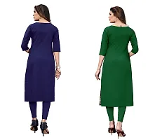 SANSKRUTI FASHION Women's Crepe Digital Print Straight Kurta(Pack of 2) (XL, NAVYBLUEGreen)-thumb1