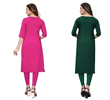 SANSKRUTI FASHION Women's Crepe Digital Print Straight Kurta(Pack of 2) (M, PinkSeagreen)-thumb1