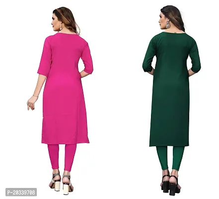 SANSKRUTI FASHION Women's Crepe Digital Print Straight Kurta(Pack of 2) (M, PinkSeagreen)-thumb2