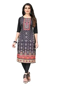 Lemon Tart Women's Crepe Printed Straight Kurti X-Large_Black (VOL-24-XL)-thumb3