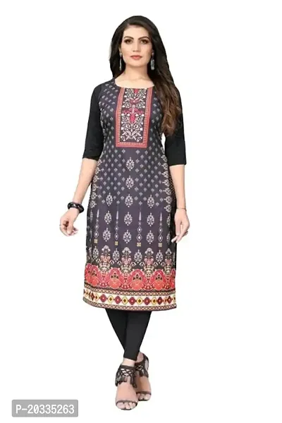 Lemon Tart Women's Crepe Printed Straight Kurti X-Large_Black (VOL-24-XL)-thumb4