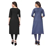 SANSKRUTI FASHION Women's Crepe Digital Print Straight Kurta(Pack of 2) (M, SADDLEBROWNSLATEGREY)-thumb1