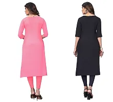 SANSKRUTI FASHION Women's Crepe Digital Print Straight Kurta(Pack of 2) (XL, CORALPINKDODGEBLUE)-thumb1