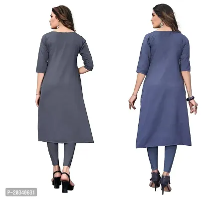 SANSKRUTI FASHION Women's Crepe Digital Print Straight Kurta(Pack of 2) (XXL, GreyBluegrey)-thumb2