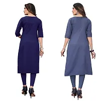 SANSKRUTI FASHION Women's Crepe Digital Print Straight Kurta(Pack-2) (XL, BlueBluegrey)-thumb1